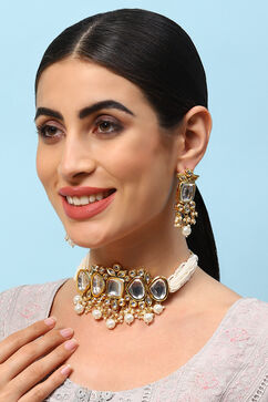 White Gold Brass Necklace Set image number 3