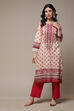 Pink LIVA Straight Printed Kurta image number 1