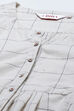 Off White Flared Cotton Yarndyed Dress image number 1