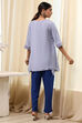 Dull Blue Modal Blend Asymmetric Short Kurta image number 3