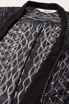 Carbon Black LIVA Straight Printed Suit Set image number 1