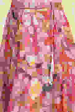Off-White and Pink Printed Flared Lehenga Set image number 2