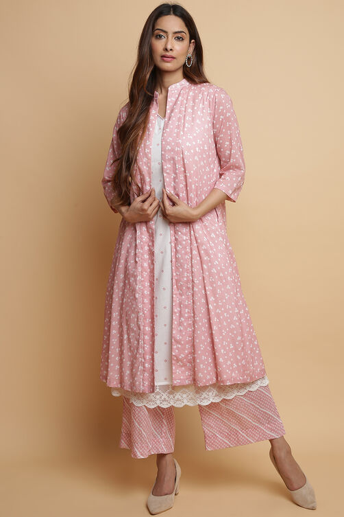 Dusky Pink Cotton Straight Kurta Palazzo Suit Set image number 0