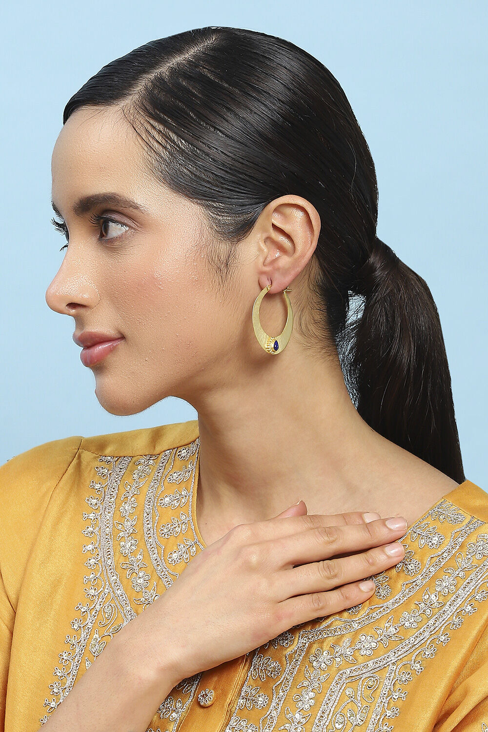 Blue Brass Hoops image number 3