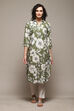 Olive Green Rayon Straight Printed Kurta image number 5