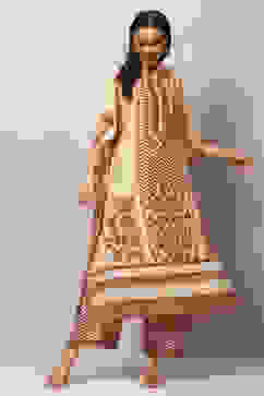 Beige Polyester Kaftan Set image number 6