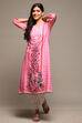 Pink LIVA Straight Printed Kurta