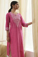 Pink Pure Cotton Printed Straight Kurta image number 6