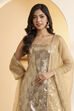 Gold Viscose Georgette Straight Suit Set image number 1