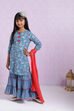 Blue Cotton Sharara Kurta Sharara Suit Set image number 4