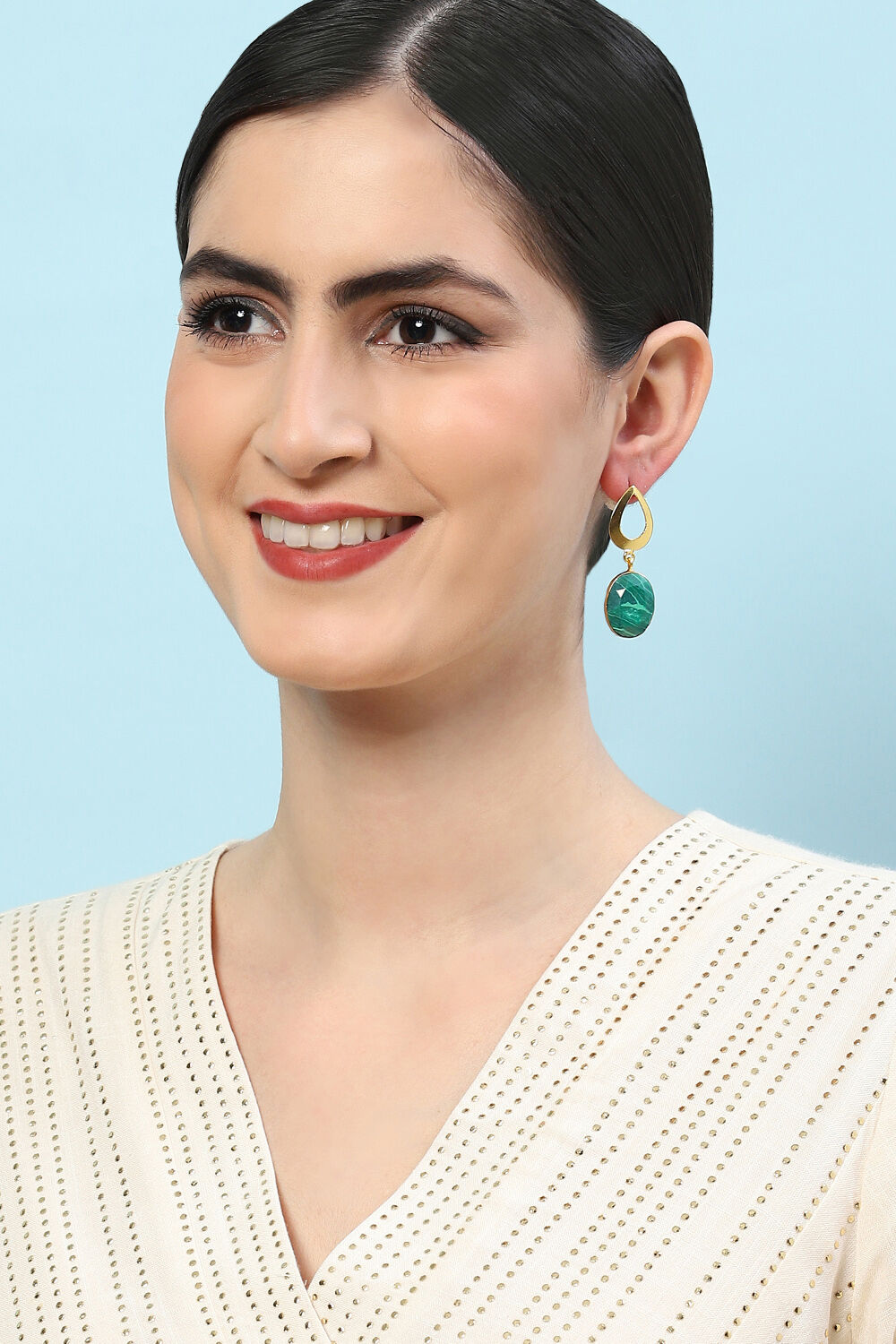 Green Brass Earrings image number 3