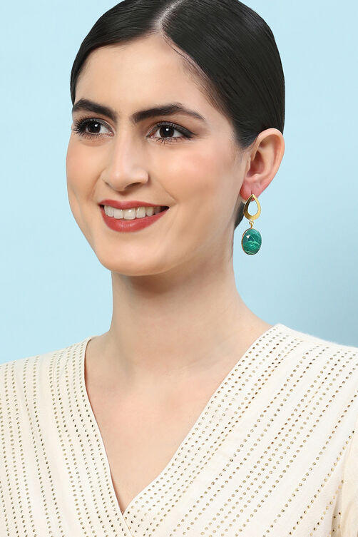 Green Brass Earrings image number 3