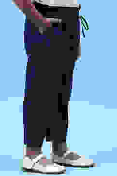 Marine Blue Cotton Solid Pants image number 3