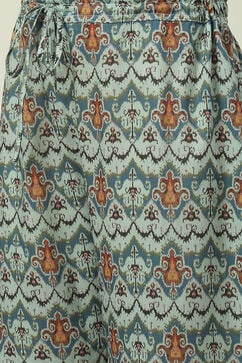 Blue Art Silk Asymmetric Kurta Palazzo Suit Set image number 2