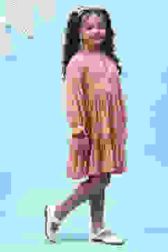 Coral Viscose Flared Printed Dress image number 3