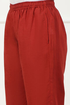 Rust Solid Mid-Rise Straight Palazzo Pants image number 1