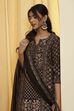 Black Viscose Blend Printed Straight Kurta Set image number 1