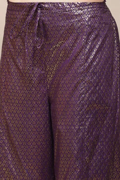 Purple Cotton Straight Printed Kurta Capri Suit Set image number 2