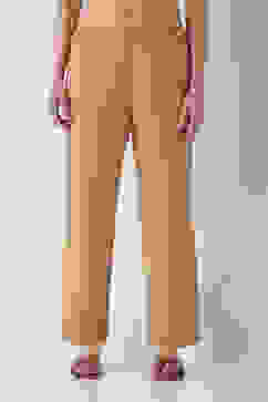 Beige Cotton Relaxed Dyed Pants image number 4