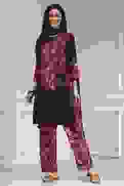 Brown Printed Straight Suit Set image number 6