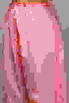 Pink Cotton Blend Layered Kurta Palazzo Suit Set image number 2