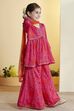 Pink Printed Peplum Viscose Rayon Kurta Set image number 4