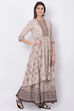 Marine Blue Cotton Blend A-Line Printed Kurta image number 0