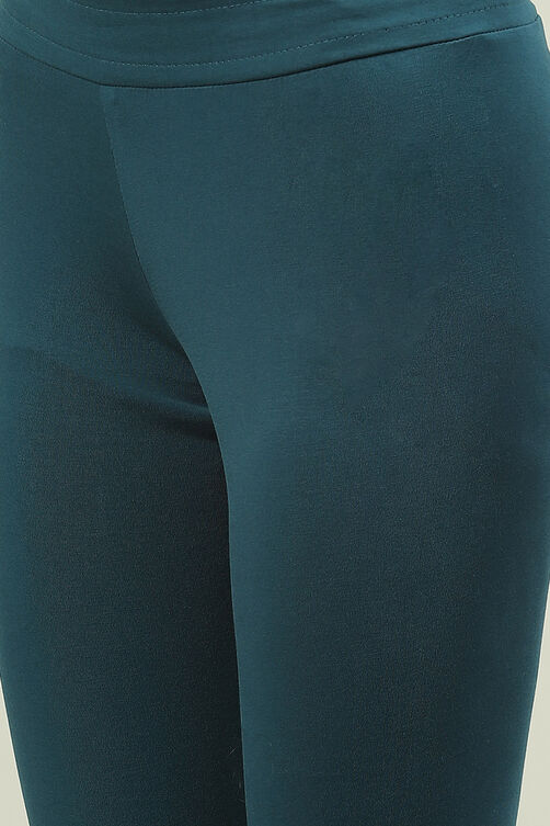 Black Cotton Blend Solid Leggings image number 1