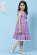 Purple Cotton A-Line Printed Dress image number 3
