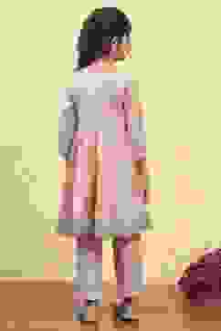 Gold Cotton Dyed Gathered Suit Set image number 4