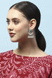 Green Oxidised Stone Studded Dome Shaped Jhumkas image number 1