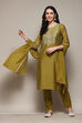 Lime Green Rayon Straight Embroidery Kurta Slim Pant Suit Set