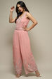 Power Pink Viscose Straight Embroidered Dress image number 5