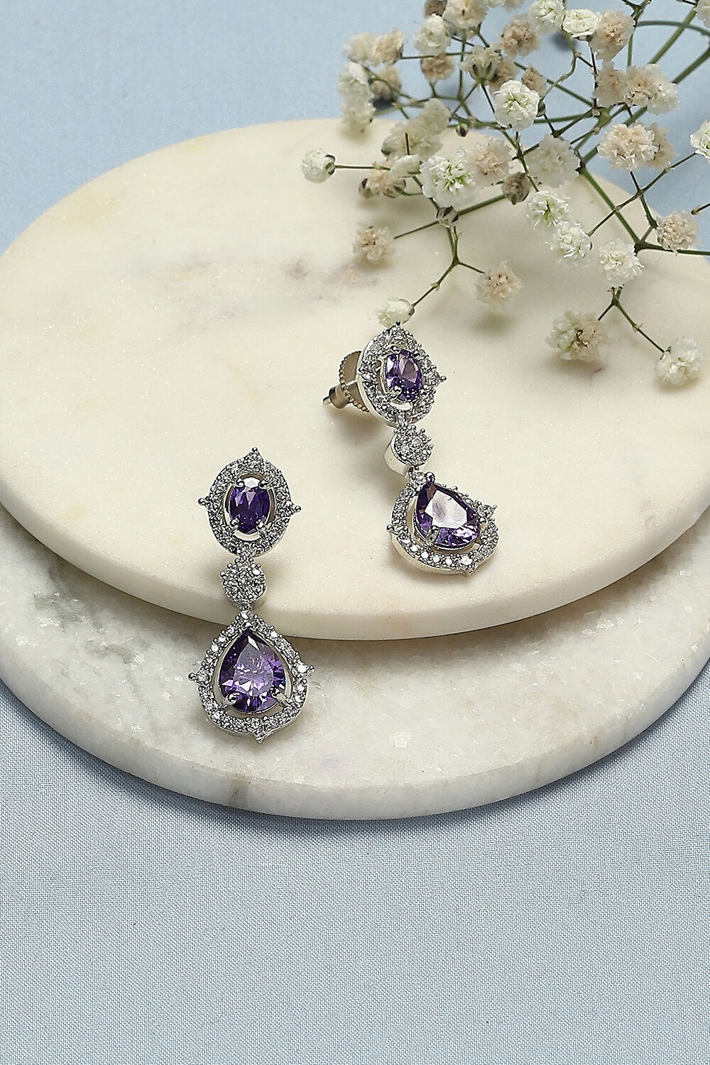 Purple Brass Earrings image number 0