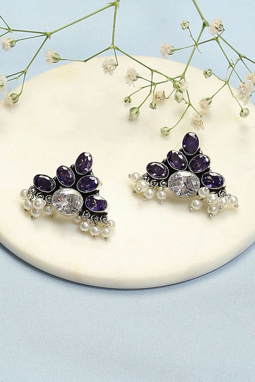 Purple Brass Earrings image number 0