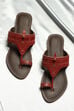 Cherry Red & Dark Brown Leather Kolhapuri Sandals