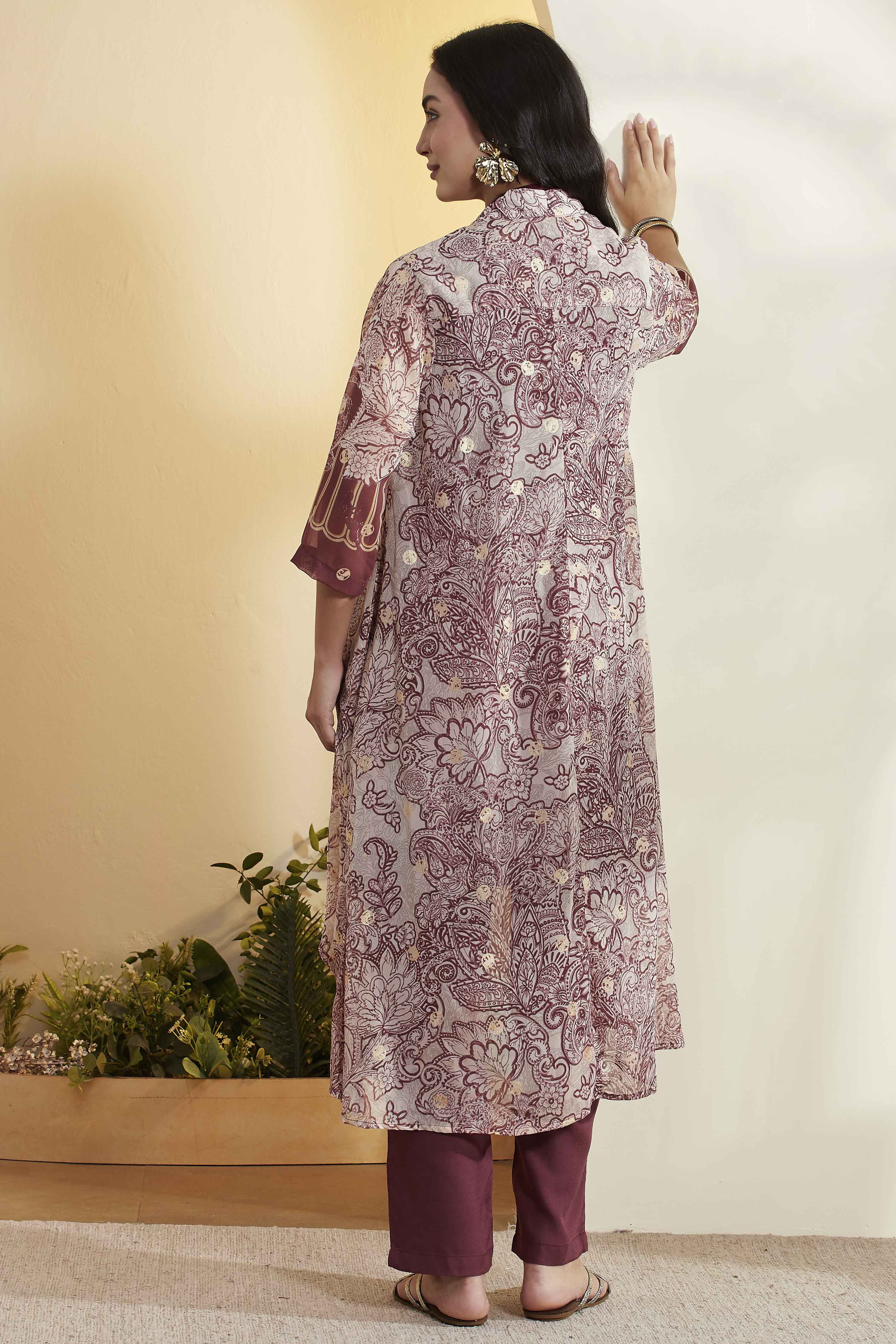 Onion Pink Viscose Rayon Printed Fusion Set image number 6