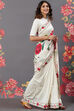 Rohit Bal Off White Chanderi Silk Printed Saree With Blouse image number 3