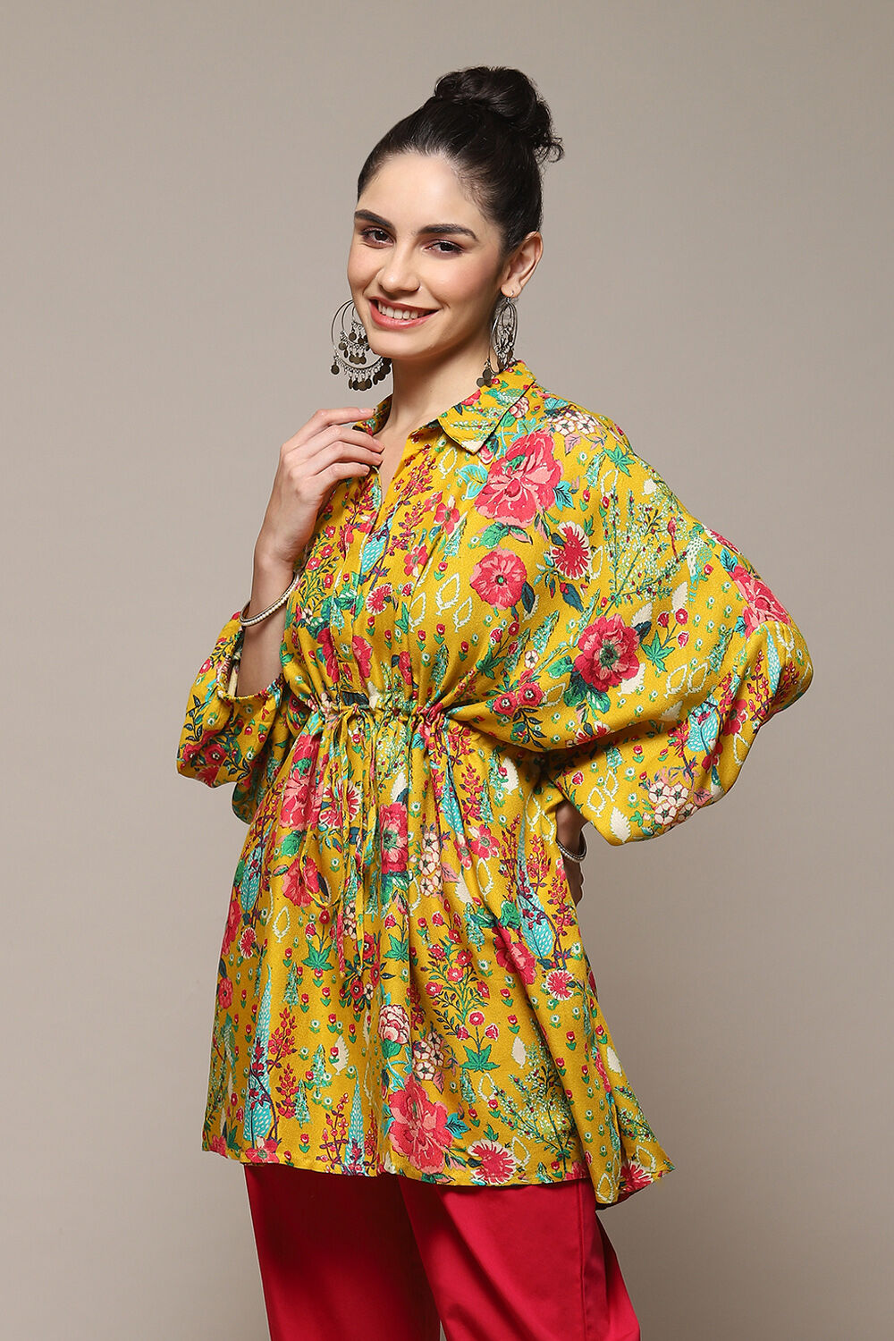 Mustard LIVA Printed Top image number 2