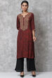 Red Velvet Straight Kurta image number 0