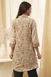 Honey Beige Cotton Floral Short Straight Kurta image number 3