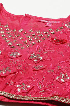 Dark Pink Polyester Embroidered Suit Set image number 1
