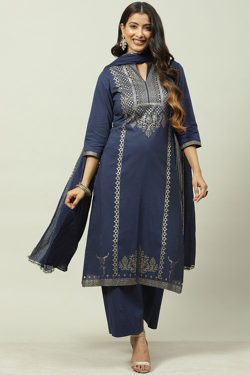 Wine Printed Cotton Straight Kurta Palazzo Suit Set image number 0