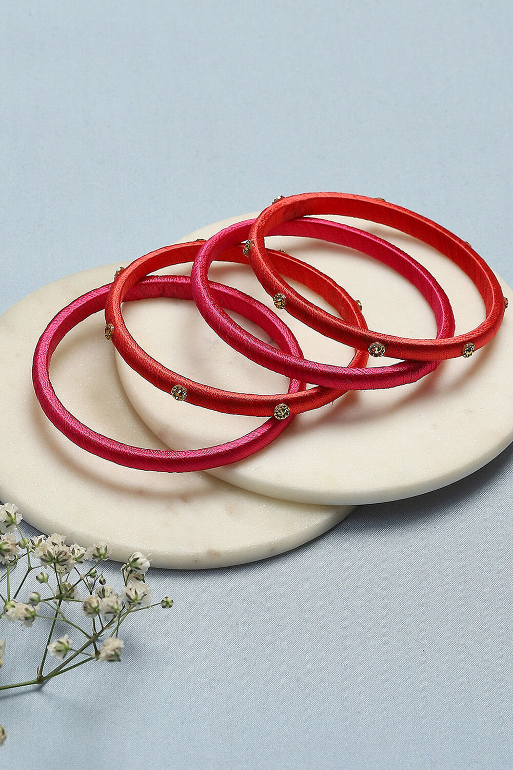 Pink Plastic & Thread Bangles image number 0