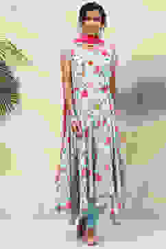 Sea Green Art Silk Anarkali Kurta Churidar Suit Set image number 0