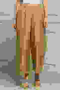 Gold Polyester Straight Dyed Palazzo Pants image number 4
