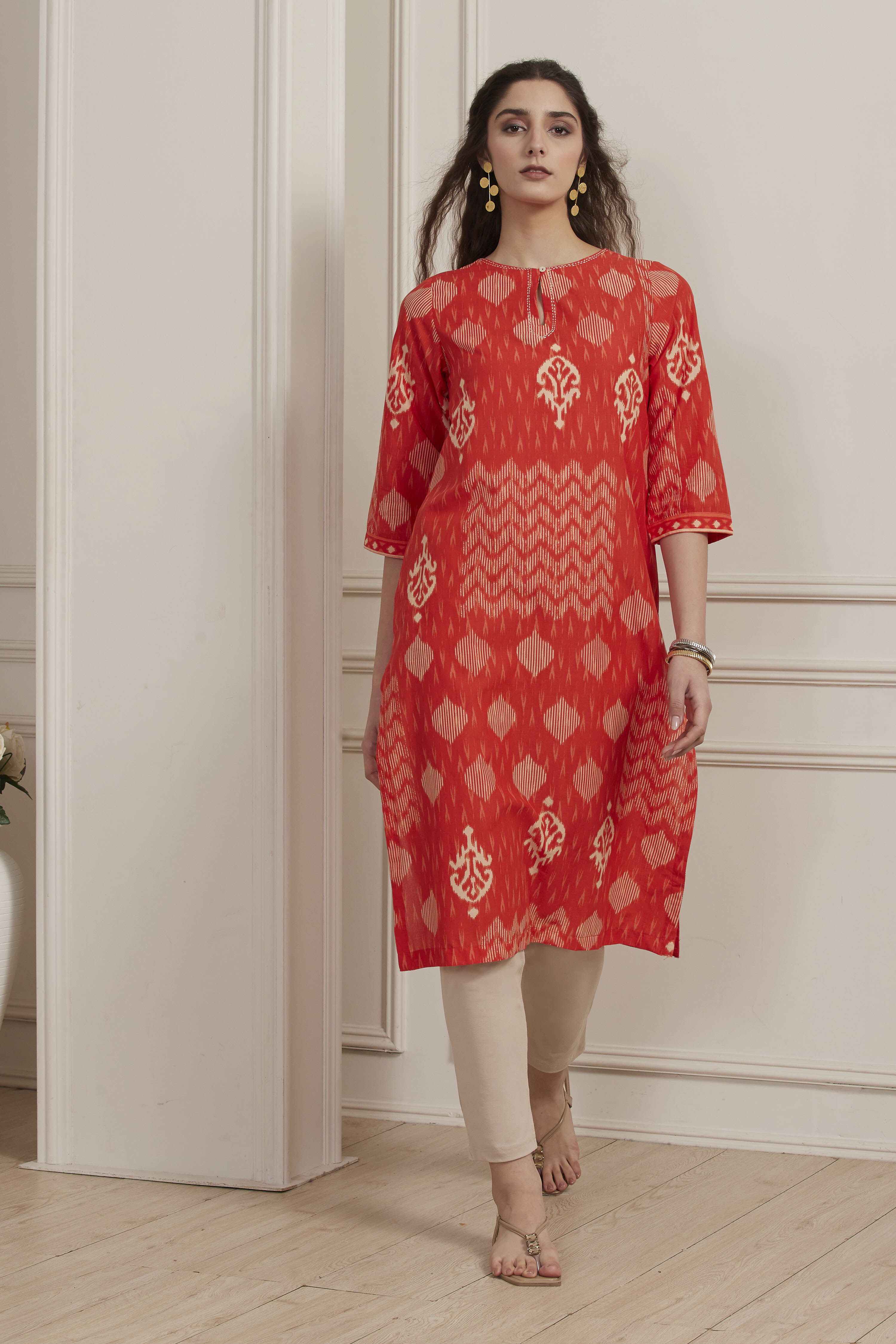 Black Cotton Printed Straight Kurta image number 0