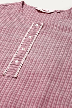 Magenta Cotton Blend Straight Kurta Palazzo Suit Set image number 1