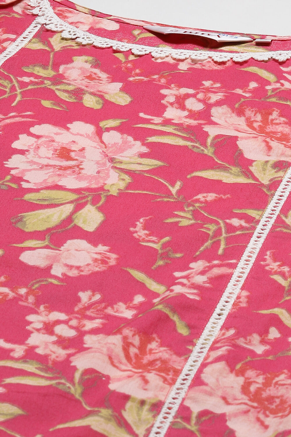 Pink Cotton Straight Printed Kurta image number 1