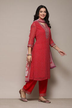 Red Viscose Straight Suit set image number 6